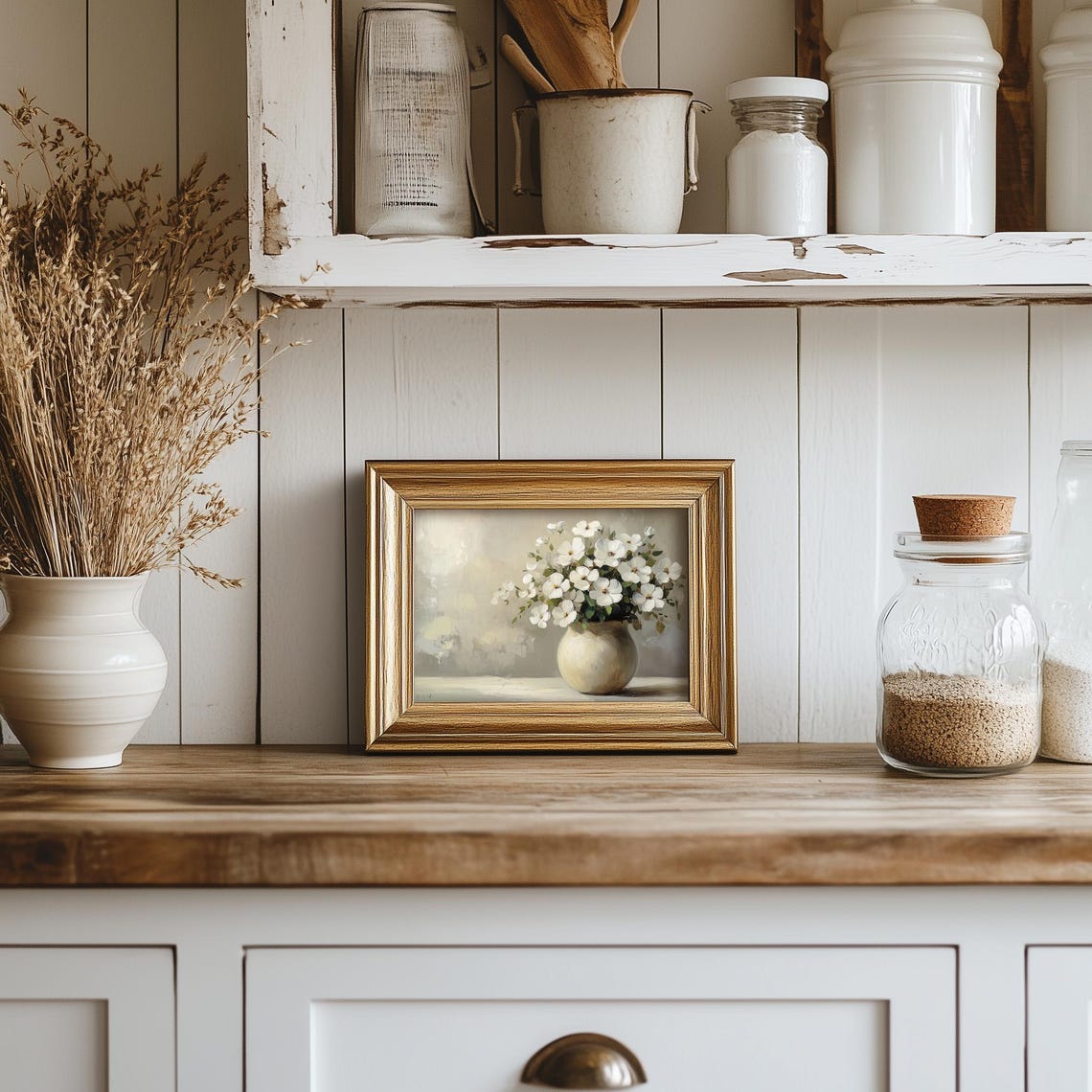 White Flower Vase Painting Vintage Flower Wall Print Flower Print Wall Decor Floral Wall Art Moody Oil Painting Art - Image 5