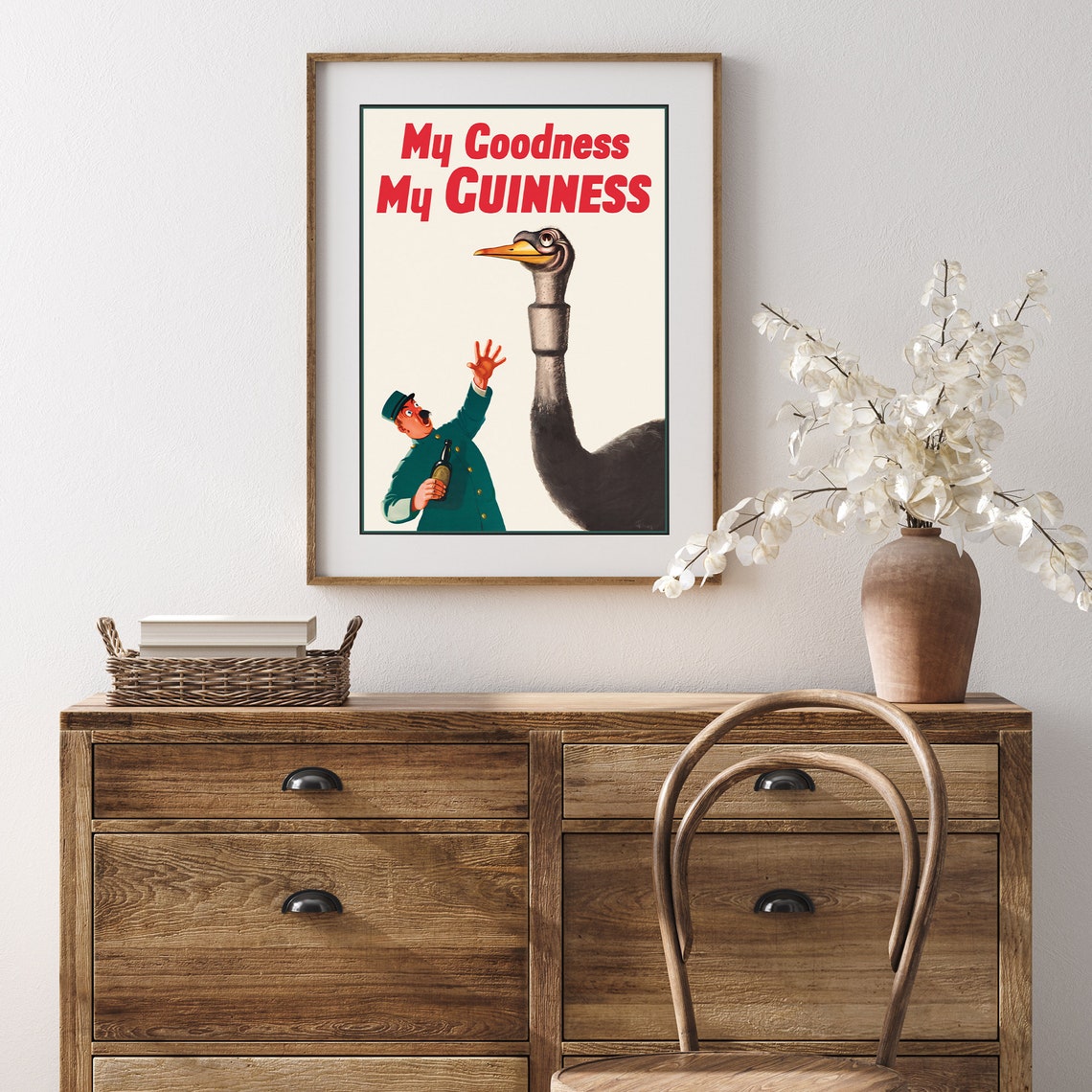 Guinness My Goodness Ostrich Vintage Beer Advertisement Poster - Image 3