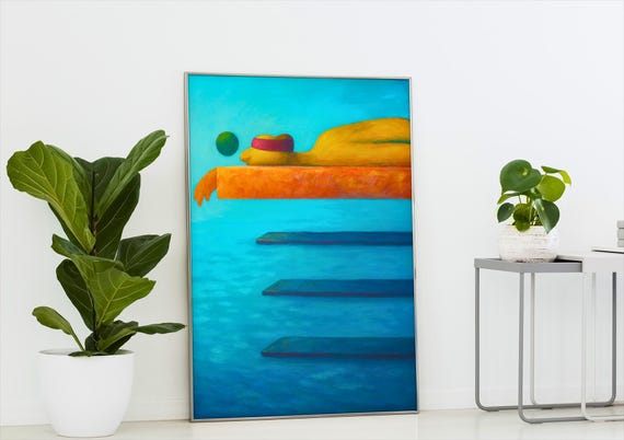 Abstract Surreal Painting Modern Geometric Wall Art