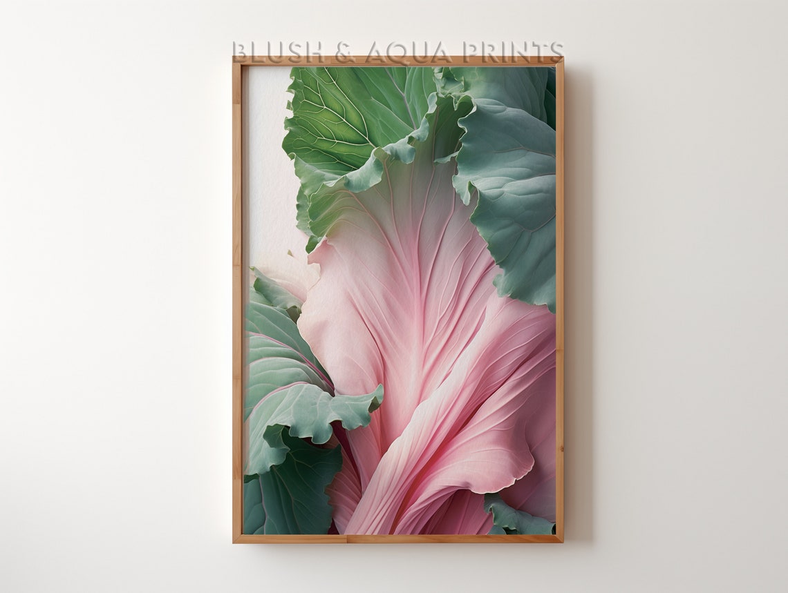 Maximalist Pink and Green Botanical Flower Close Up Art Print