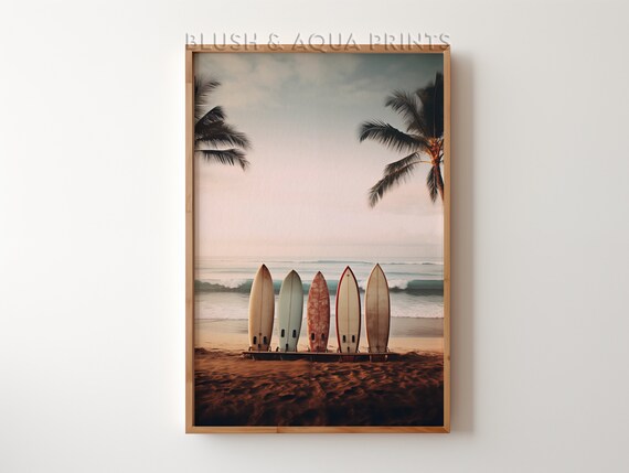 Vintage Surfboard Wall Art Prints Trendy Surf Poster Room Decor Boho Bedroom Over The Bed