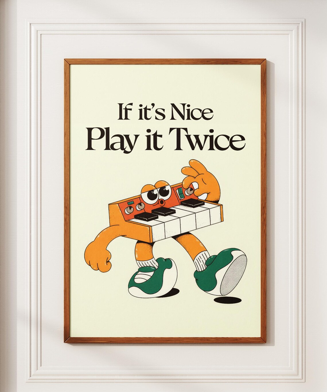 If Its Nice Play It Twice Groovy Cartoon Keyboard Retro Music Wall Poster
