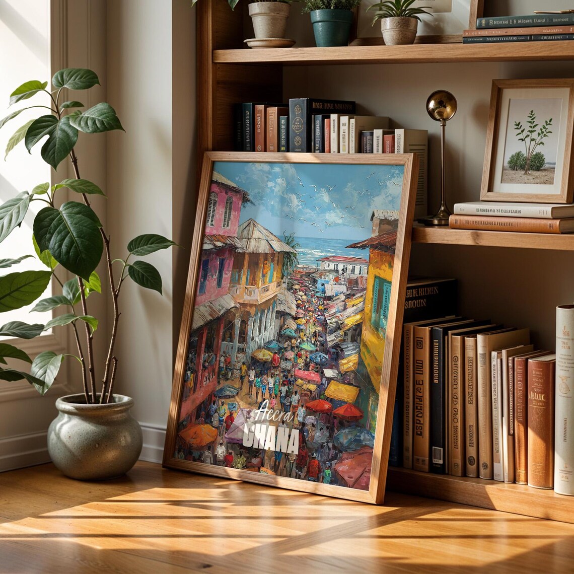 Accra Ghana Market Coastal Art Print, African Wall Art