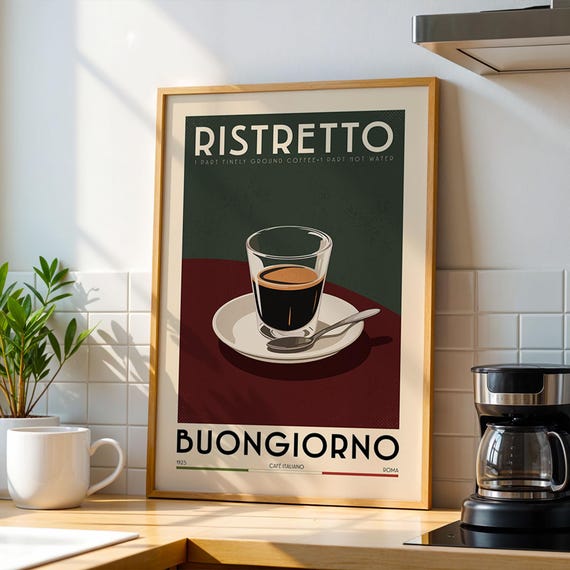 Ristretto Coffee Poster Kitchen Bar Art Print Sign Vintage Gift For Lover