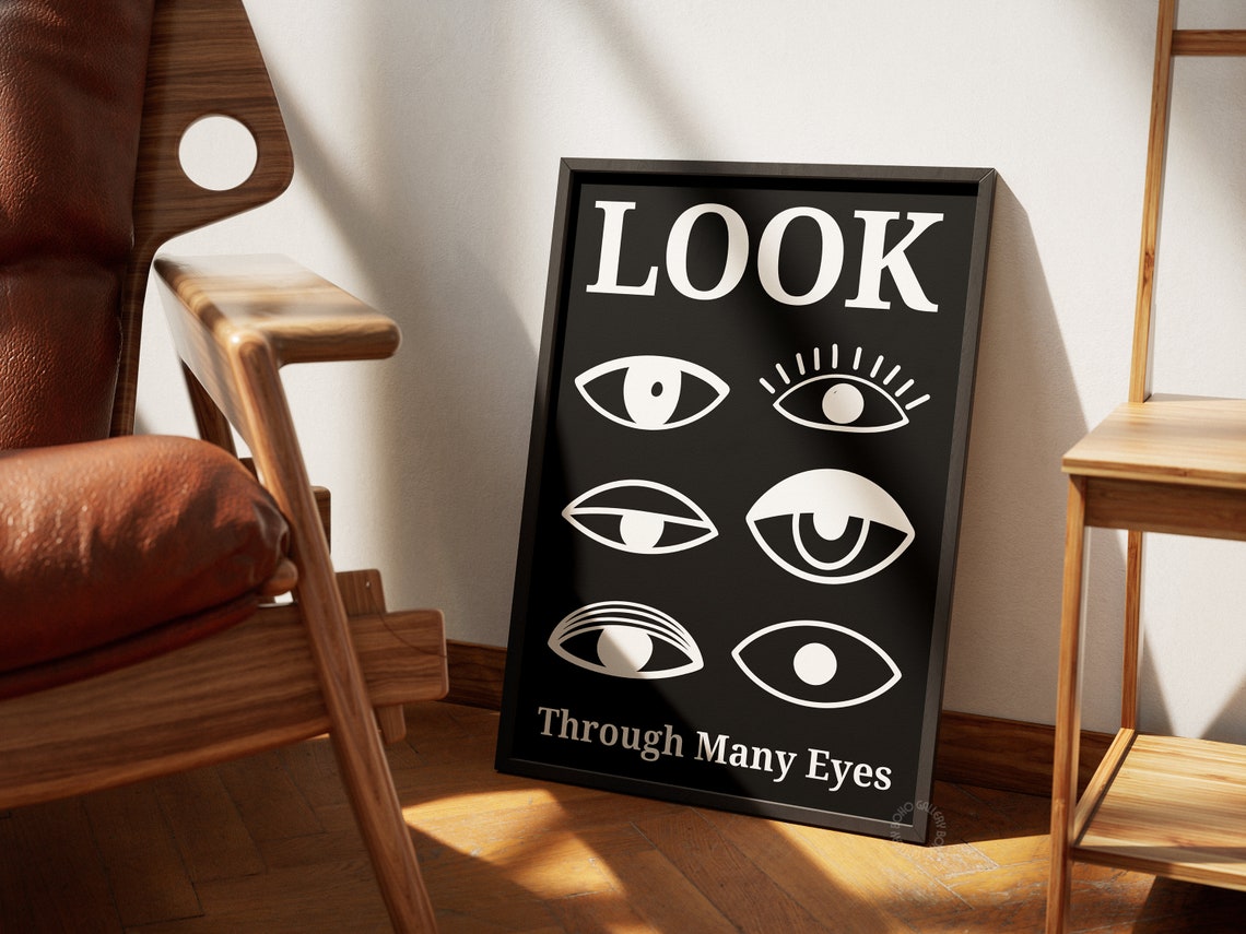 Look Through Many Eyes Black and White Eye Graphics Graphic Poster - Image 2