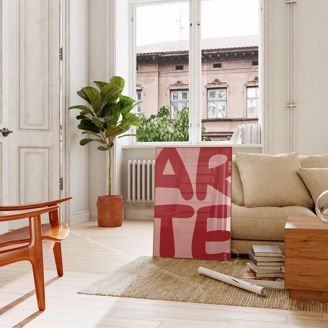Arte Red Pink Bold Typography Poster Italian Retro Style Decor - Image 3
