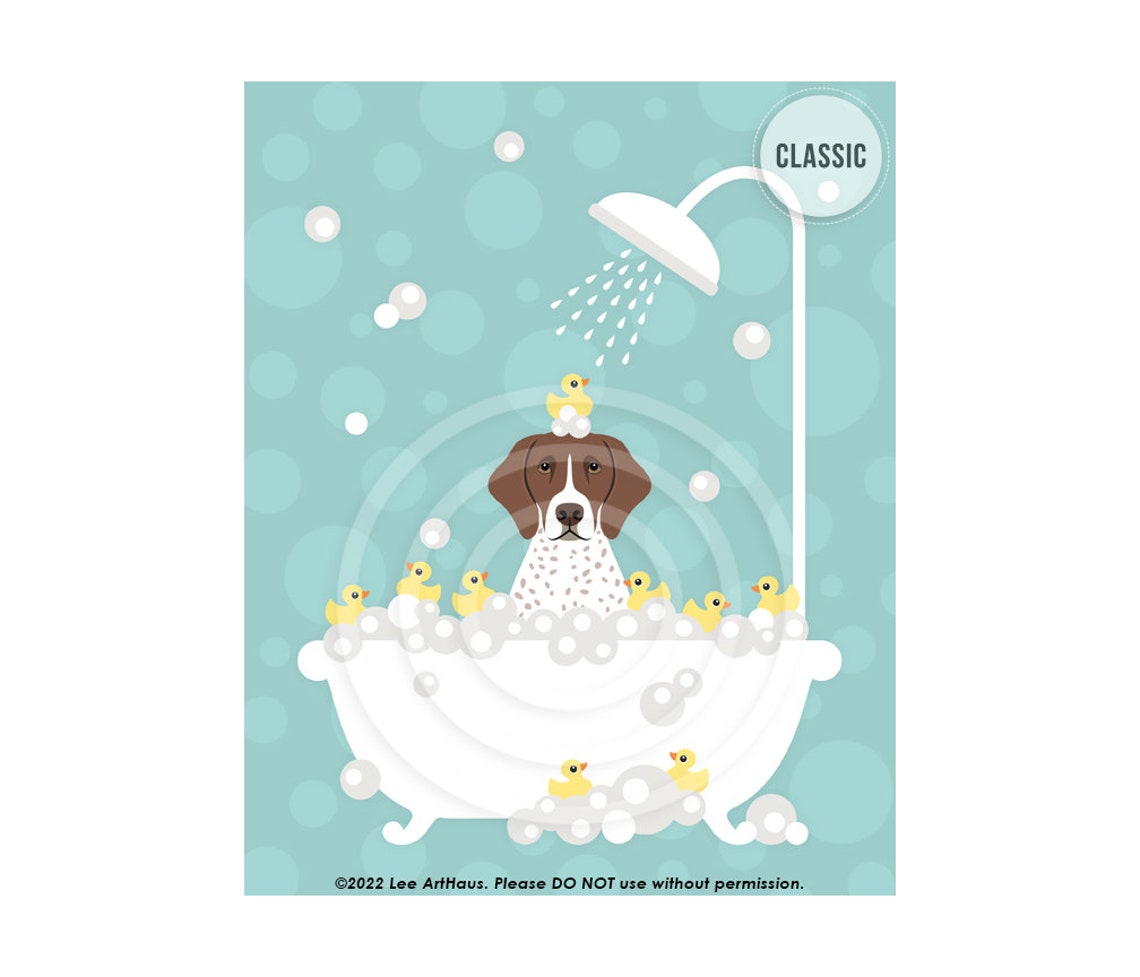 German Shorthaired Pointer Bubble Bath Rubber Duckies Dog Poster