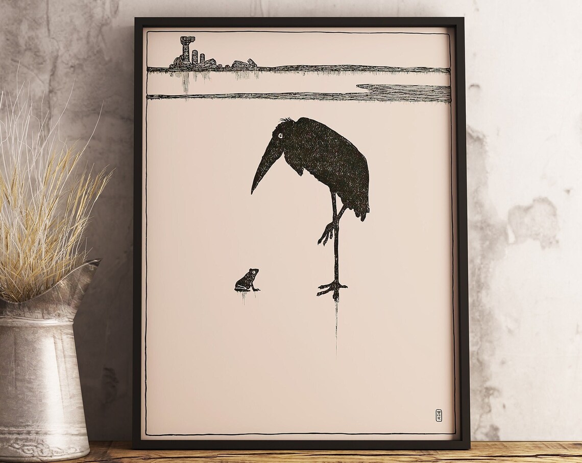 Matsumoto Hoji Frog and Bird Vintage Art Print - Image 3