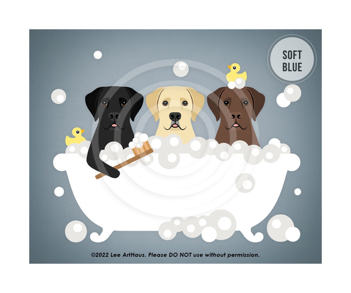 Three Labrador Retrievers Bubble Bath Clawfoot Tub Dog Lover Poster - Image 2