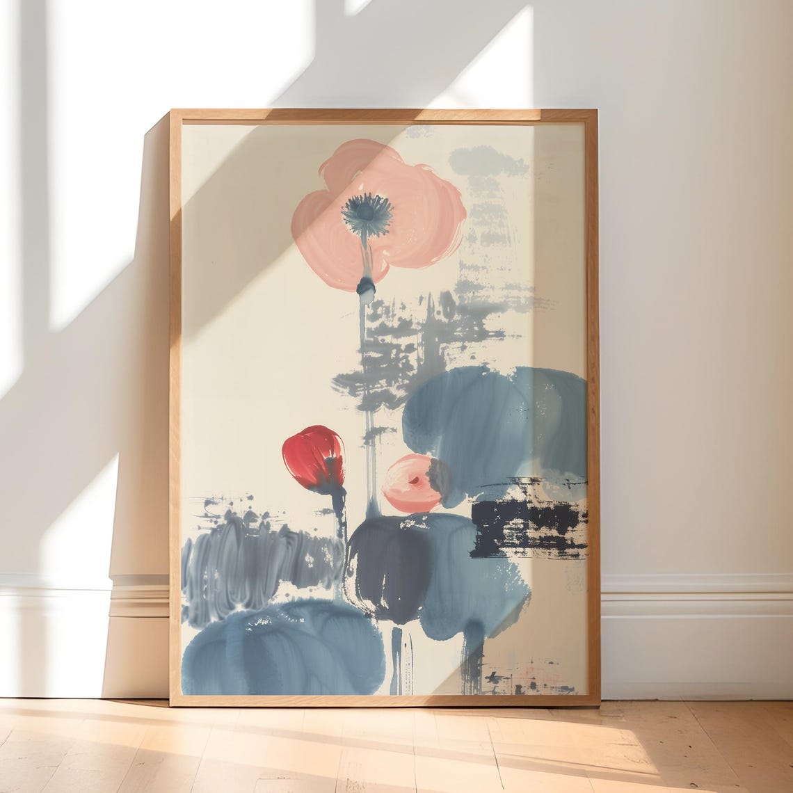 Floral Wall Art Deco Nature Abstract Print Japandi Flower Market Hosting Decor