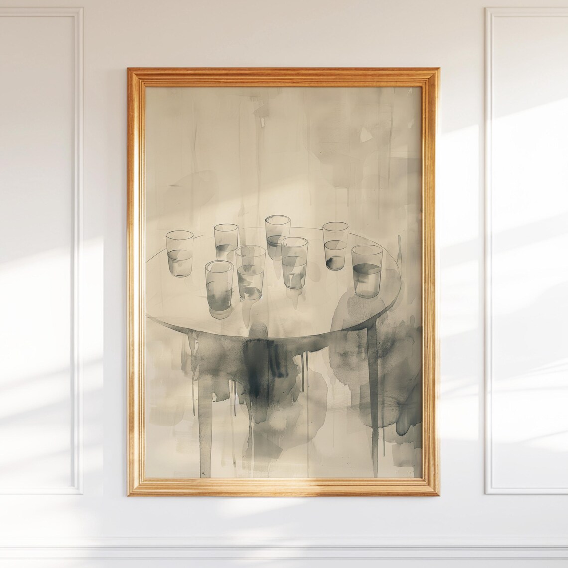 Watercolor Coffee Cups Still Life Minimalist Kitchen Cafe Wall Art