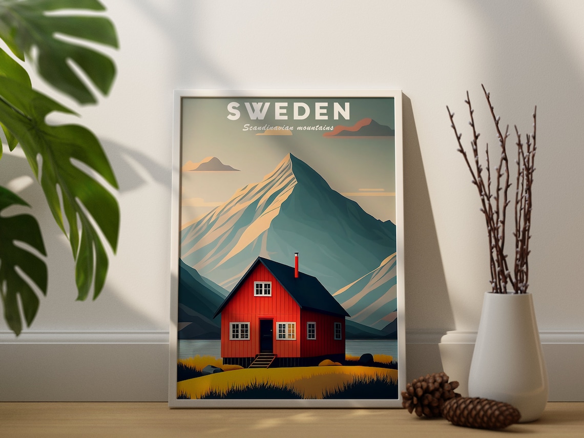 Sweden Illustration Art Print, Stockholm Mountains - Image 2
