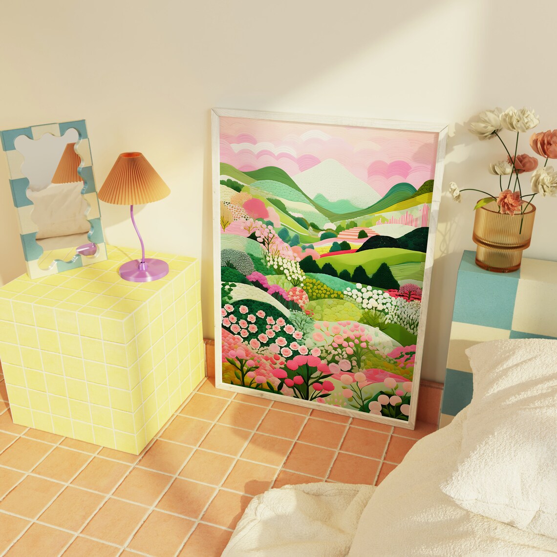 Colorful Scenery Art Print, Botanical Landscape - Image 2