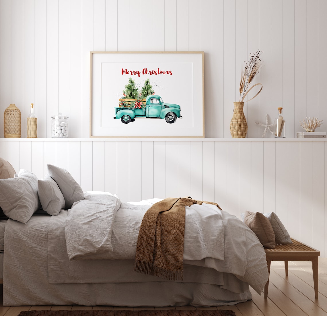 Merry Christmas Farmhouse Holiday Art Print - Image 3