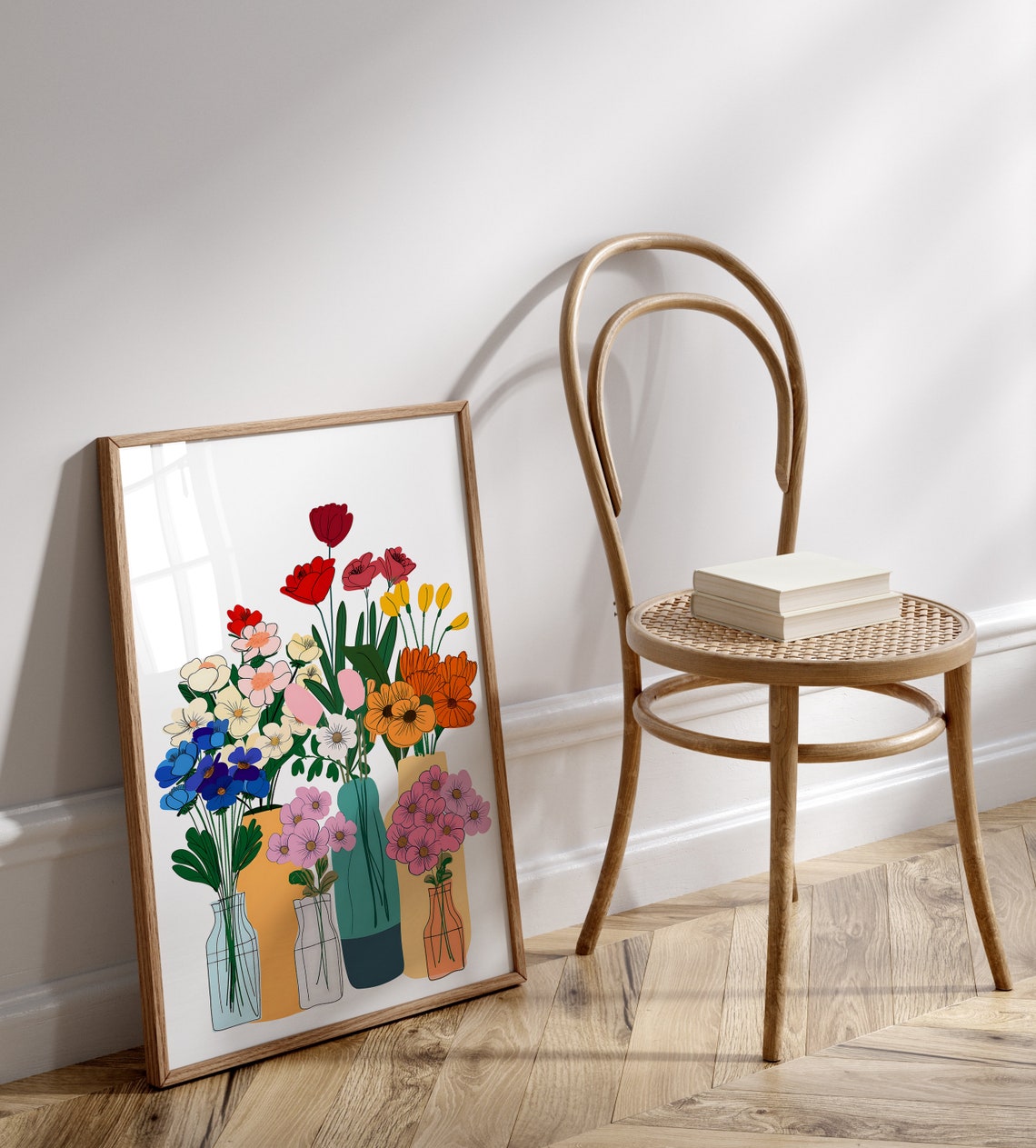 Colorful Wildflower Bouquets in Vases Botanical Floral Wall Art - Image 2