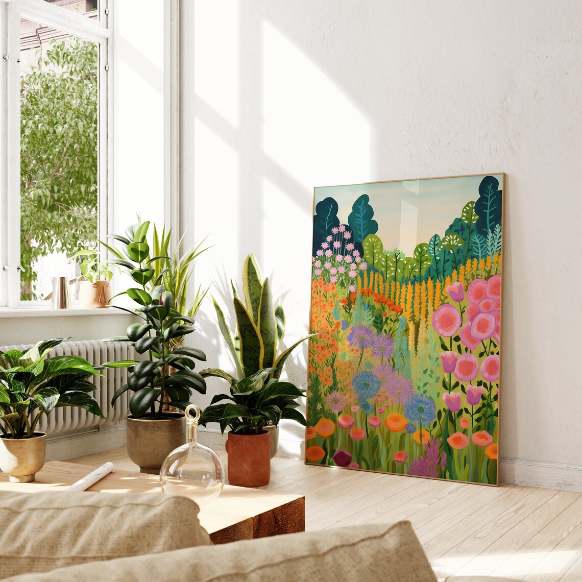 Flower Garden Painting, Colorful Botanical Scenery Art Print - Image 2