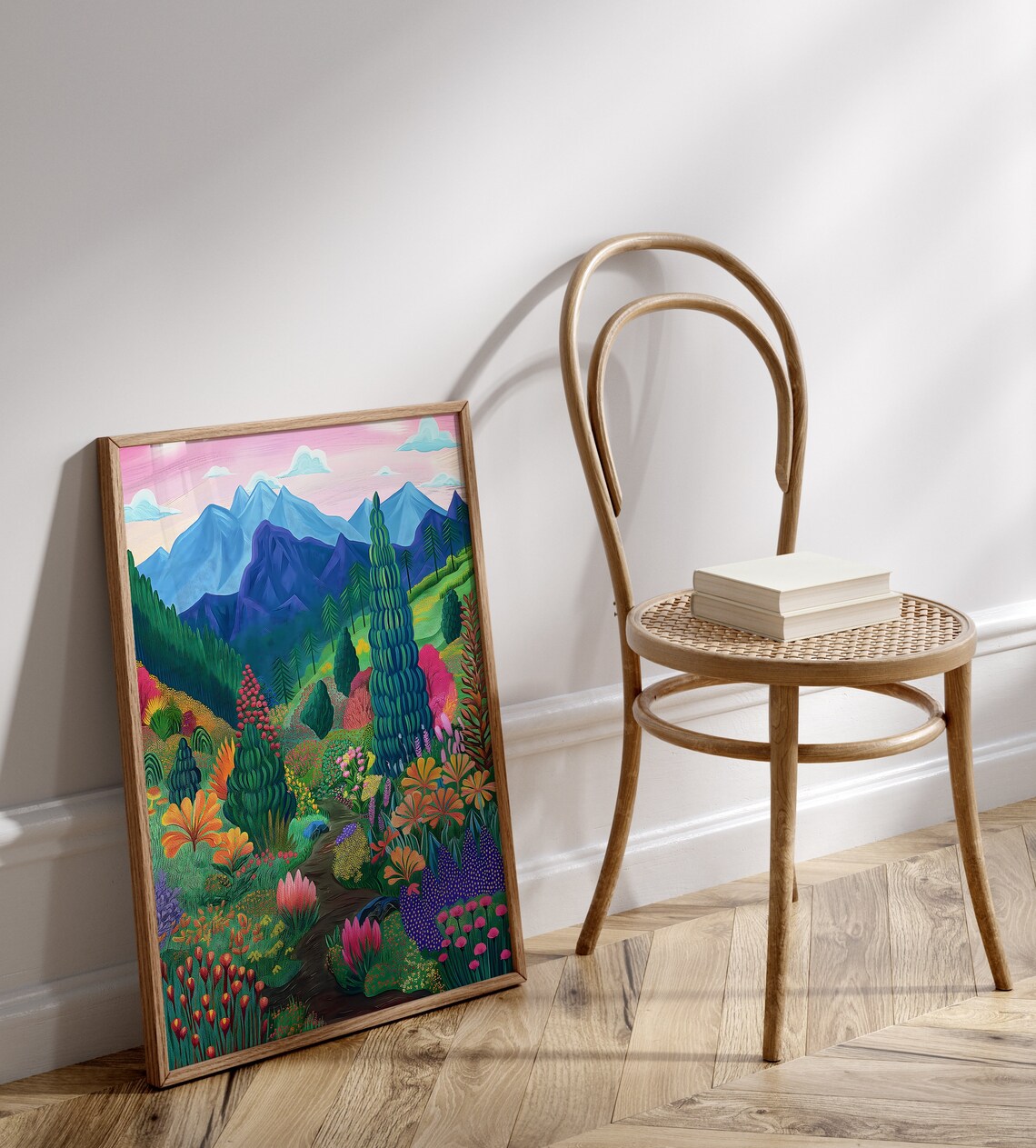 Floral Mountain Scenery Illustration Art Print - Image 2