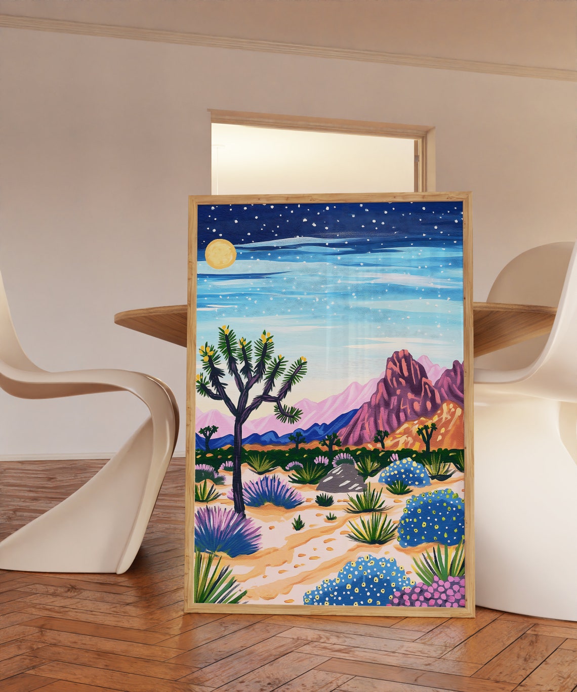 Joshua Tree National Park Starry Night Desert Landscape Wall Art - Image 2