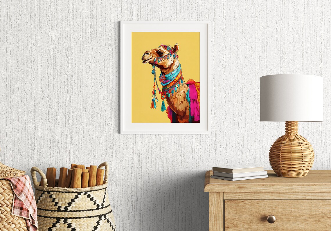 Camel Wall Art Print, Indian Bohemian Desert Poster - Image 2