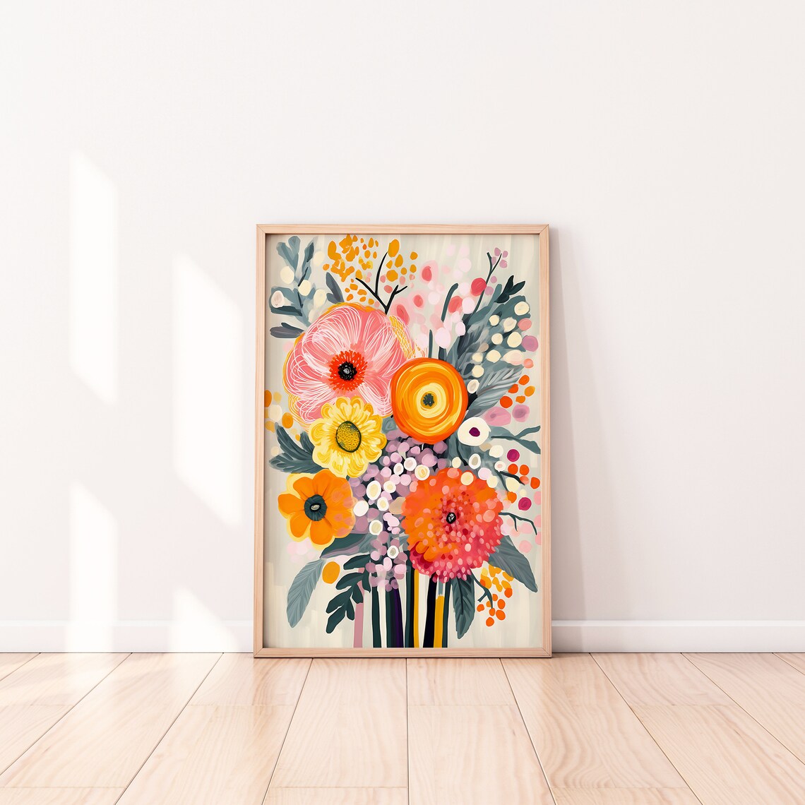 Abstract Floral Bouquet Art Print, Neutral Botanicals
