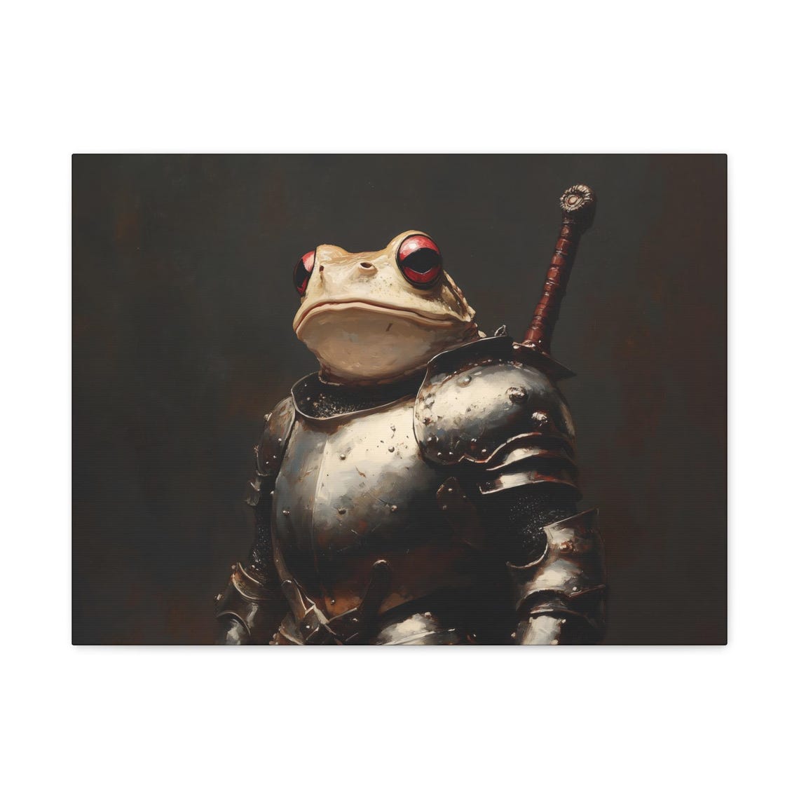Maximalist Eclectic Medieval Frog Knight Print Bold Altered Animal Portrait Fantasy Fun Colorful Renaissance Rustic Art - Image 3