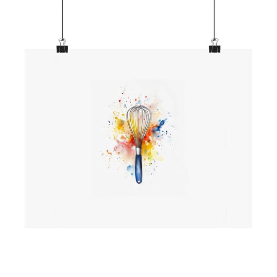 Whisk Wall Art Landscape Kitchen Fruit Vegetable Poster Print Cooking Art Watercolor Painting Landscape Culinary Art