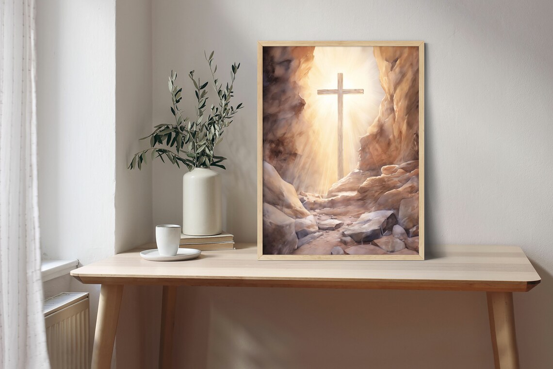 Holy Cross Abstract Christian Art Poster Print - Image 2