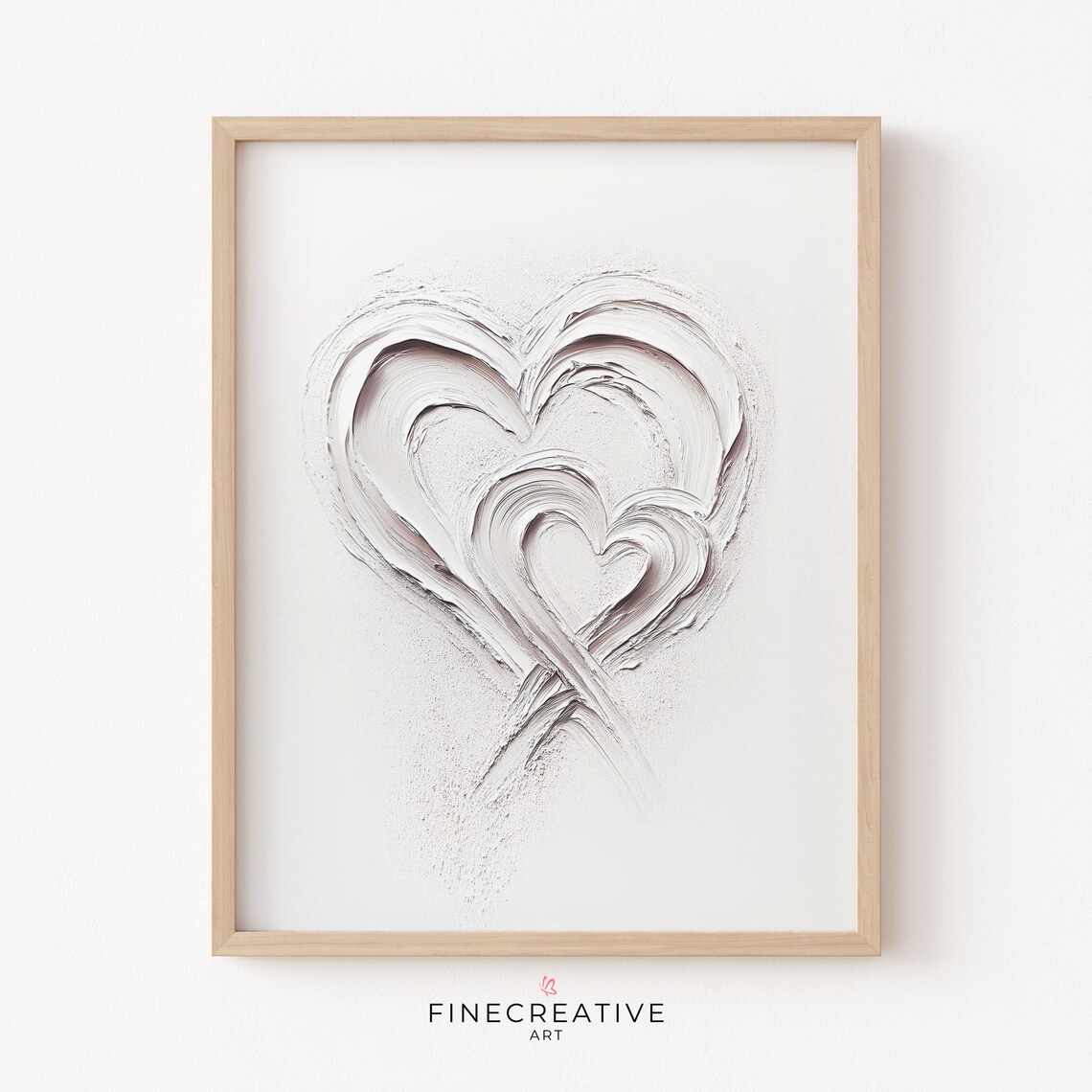 White Textured Bold Impasto Heart Minimalist Abstract Art Poster