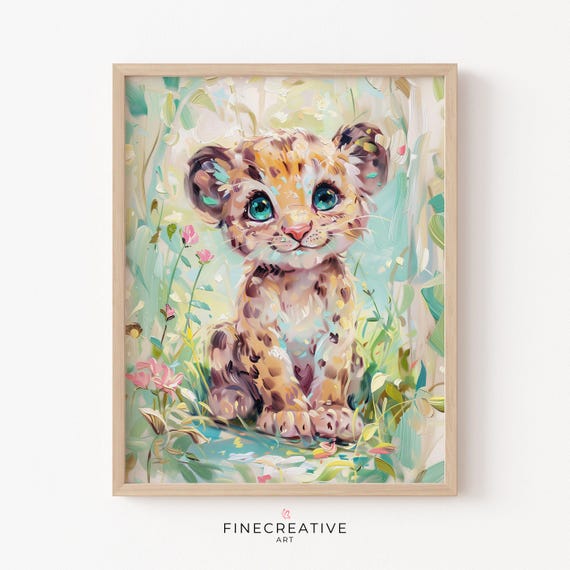 Baby Panther Print Nursery Painting Wall Art Nursery Decor Nursery Animal Art Instant Kids Room Decor B15