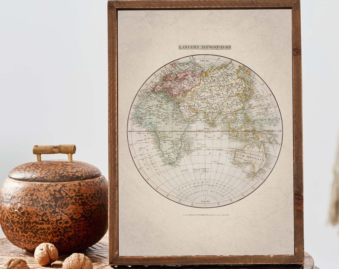 Antique Eastern Hemisphere World Map Engraving Cartography Poster - Image 2