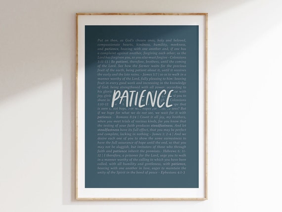 Patience Fruit Of The Spirit Bible Verse Artwork Scripture Christian Poster Baby Nursery Home Decor Instant Print
