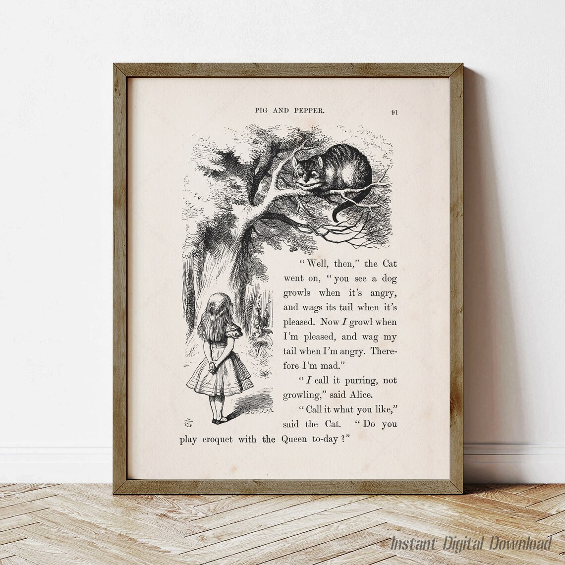 Alice In Wonderland, Lewis Carroll Book Page 91 Art Print