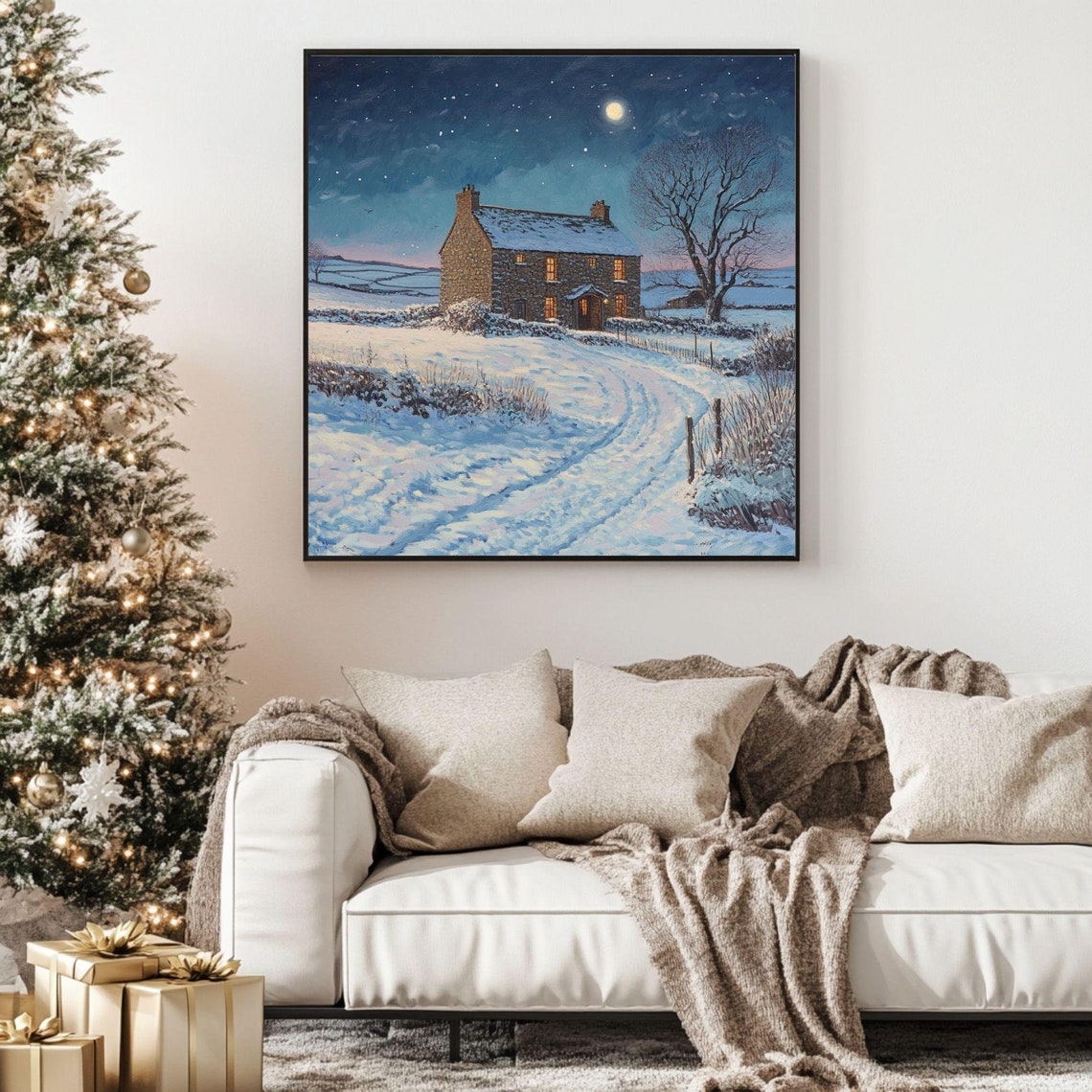 Christmas Farmhouse Wall Art Christmas Art Holiday Wall Decor Cozy Christmas Decoration For Living Room Farmhouse Christmas Print