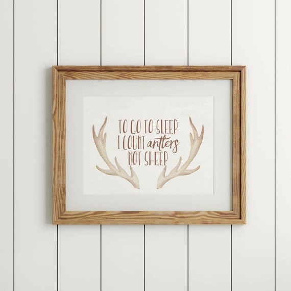 Count Antlers Not Sheep Deer Hunting Nursery Art