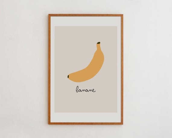 Banana Art Print, French Kitchen Decor