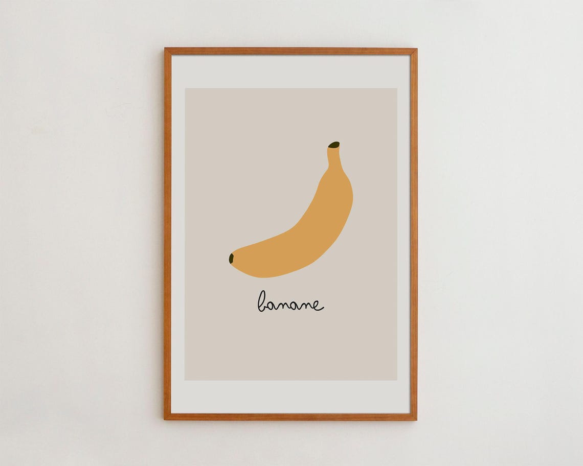 Banana Art Print, French Kitchen Decor