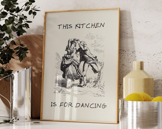 This Kitchen Is For Dancing Joyful Vintage Dancing Couple Poster