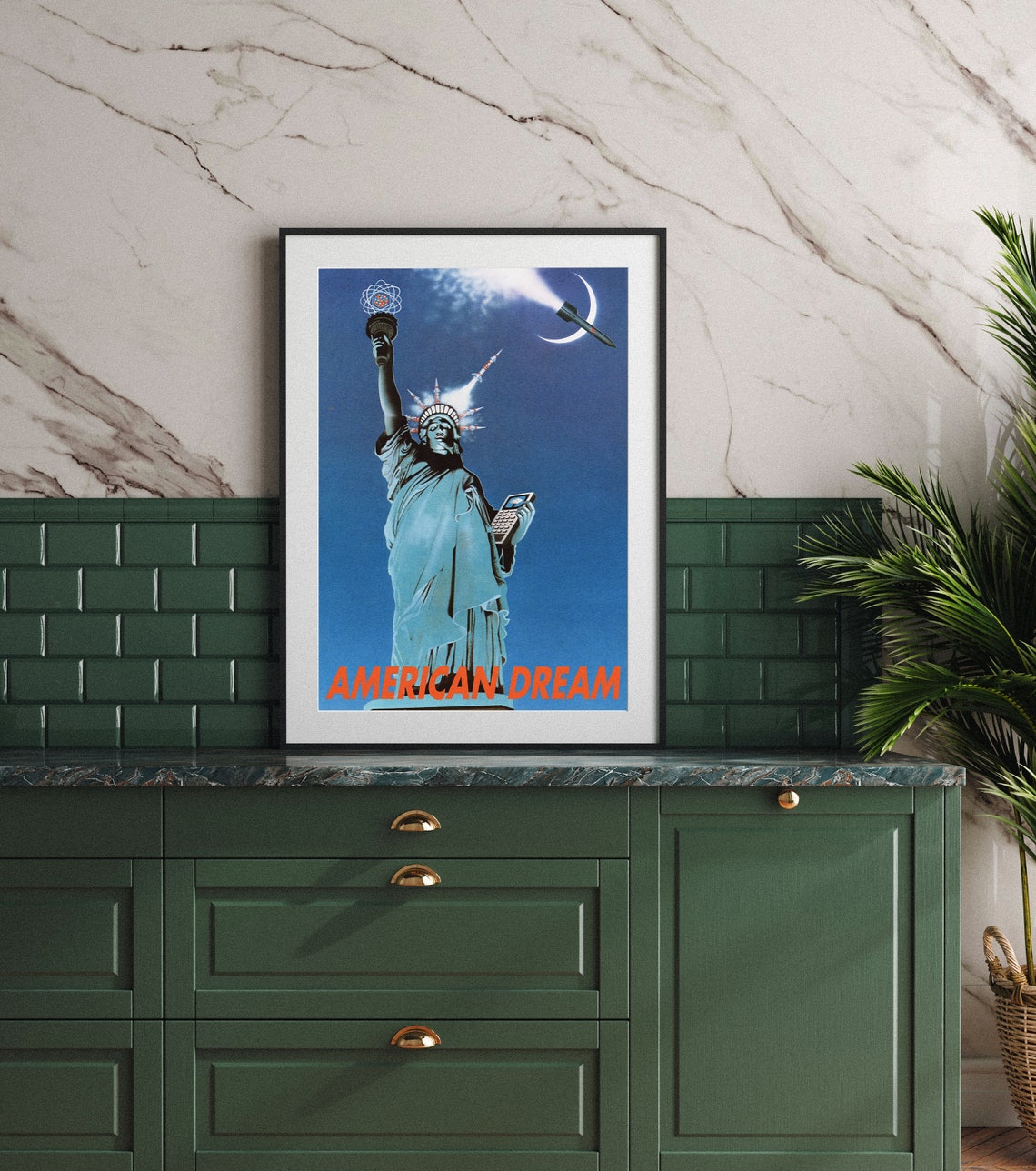 American Dream Statue of Liberty Rocket Space Surrealist Poster - Image 5