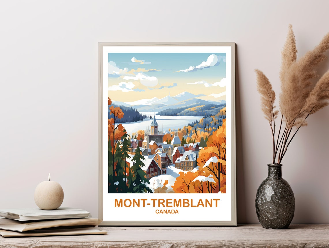Mont Tremblant Canada Snowy Winter Village Mountain Travel Poster - Image 2