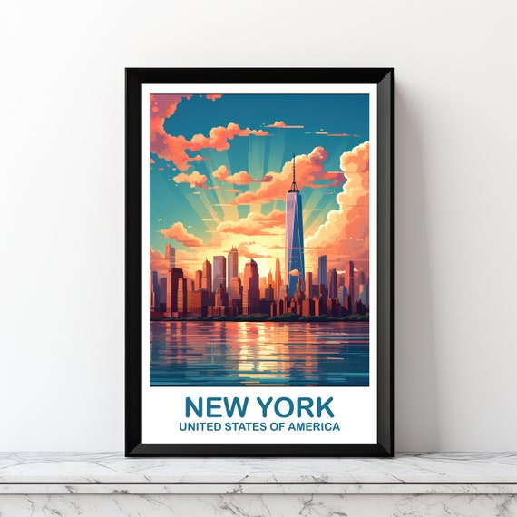 New York Travel Wall Art Manhattan Skyline New York Print Big Apple Poster Bright And Vibrant Wall Art Dt2nanyny1