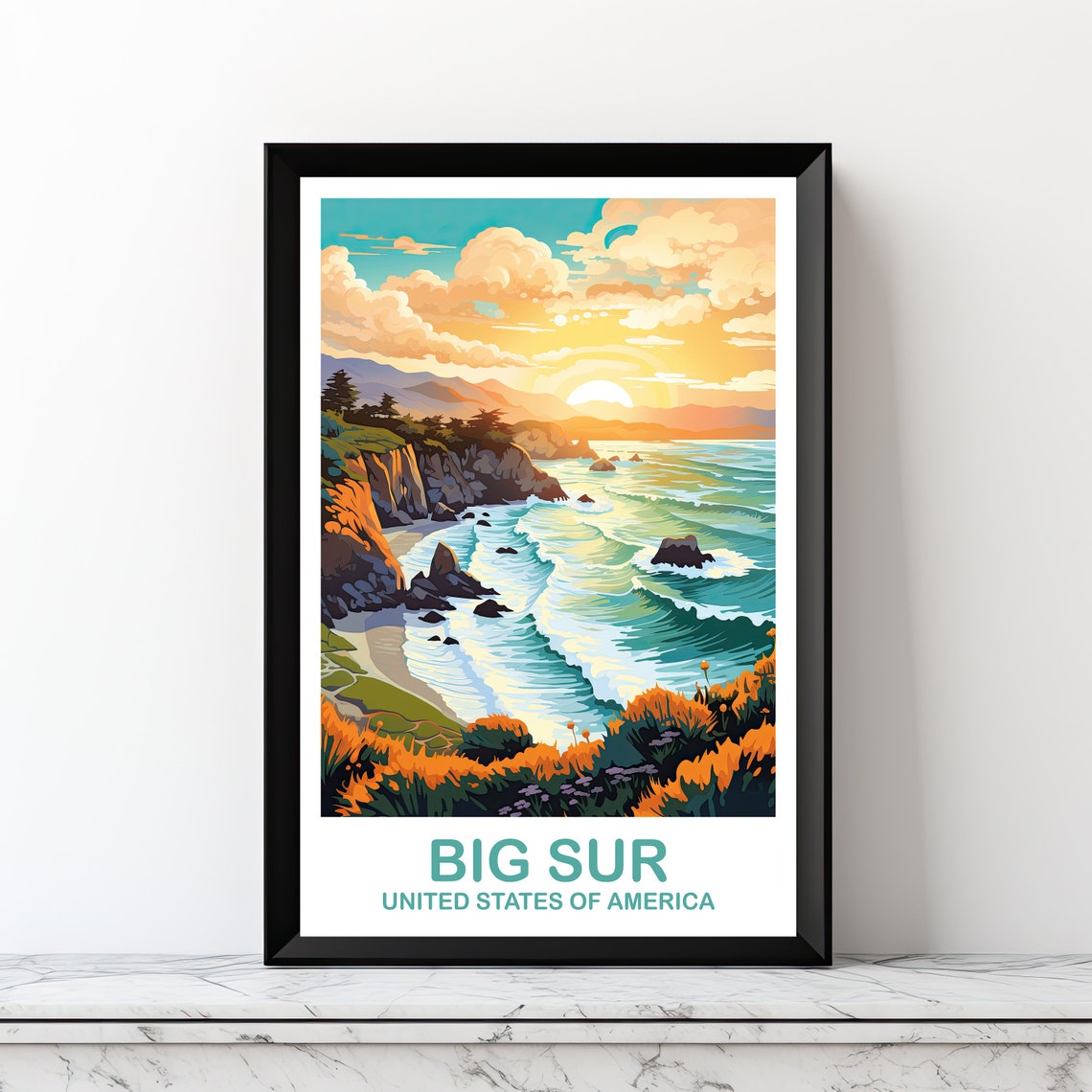 Big Sur Travel Print California Travel Wall Art Big Sur Wall Art City Skyline Wall Art Travel Art California Art Dt2nacabs1