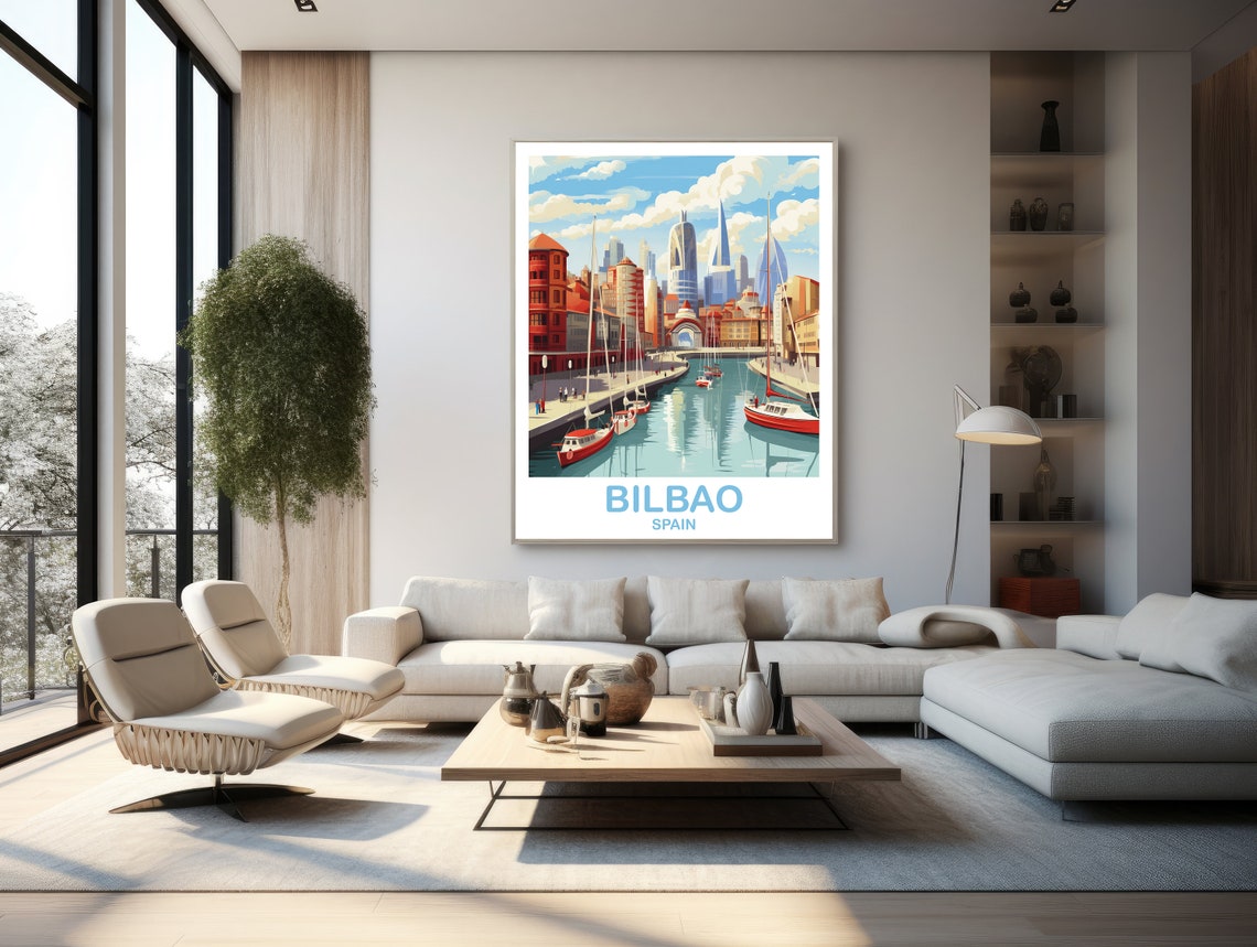 Bilbao Spain Travel Poster Art Spain Travel Poster Bilbao Wall Poster Spain Travel Art Travel Wall Art Travel Poster T2euspbi1 - Image 2