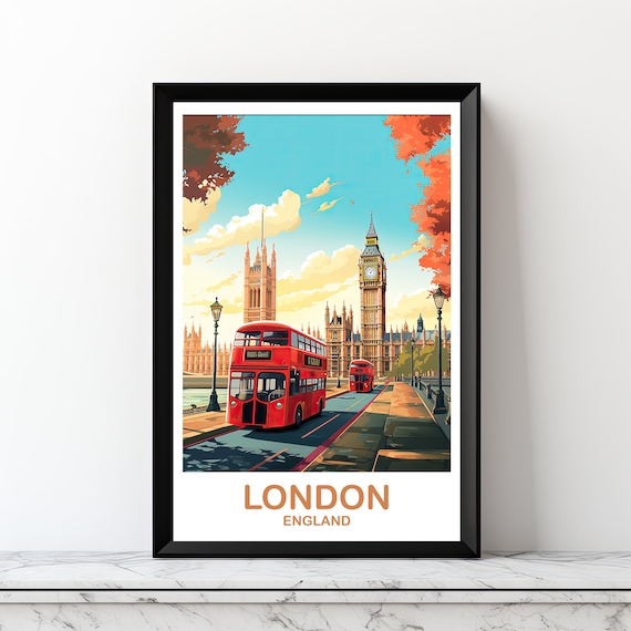 London Travel Poster, Big Ben England Travel Art
