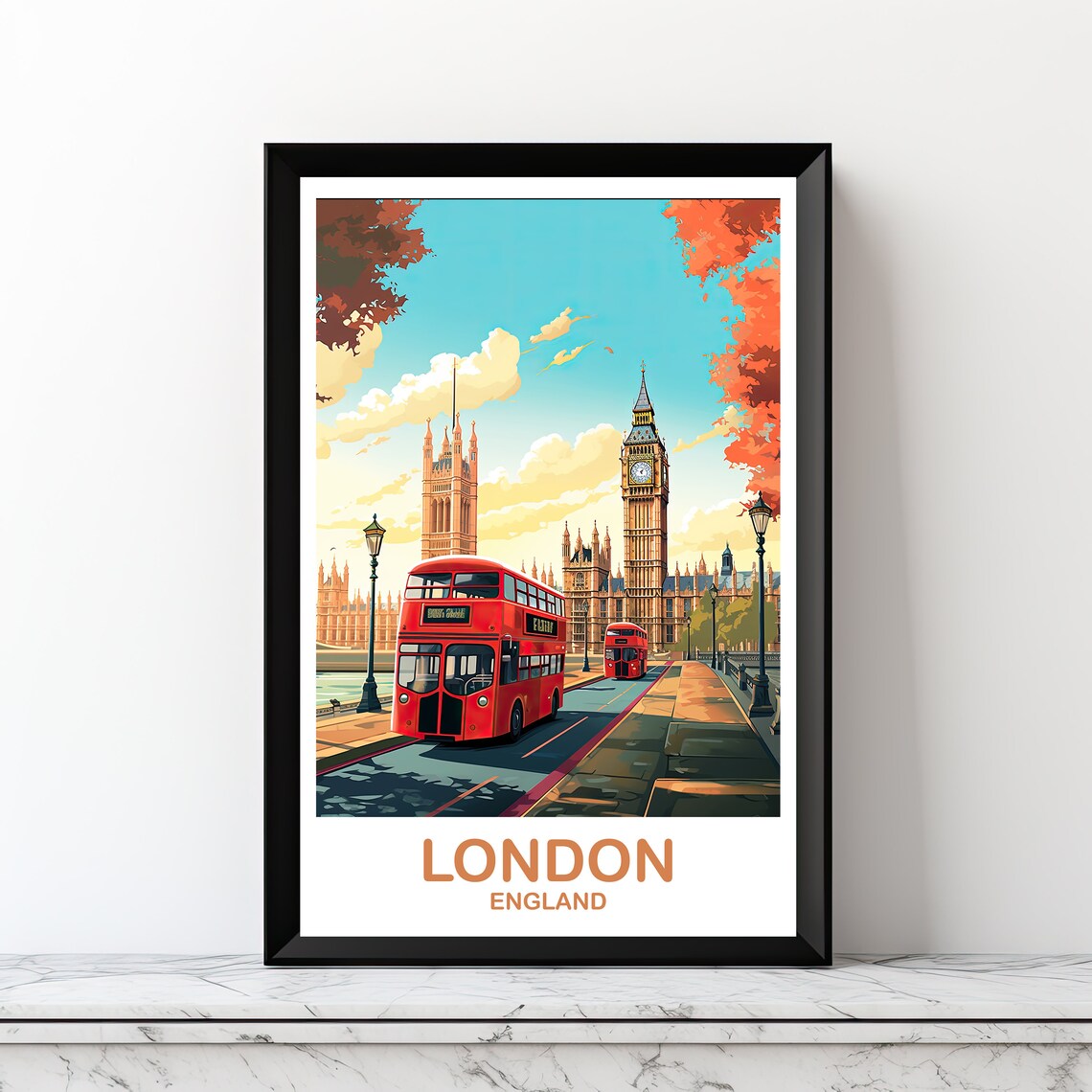 London Travel Poster, Big Ben England Travel Art