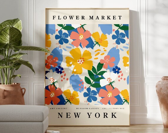 New York Flower Market Abstract Colourful Floral Art Gallery Wall Poster