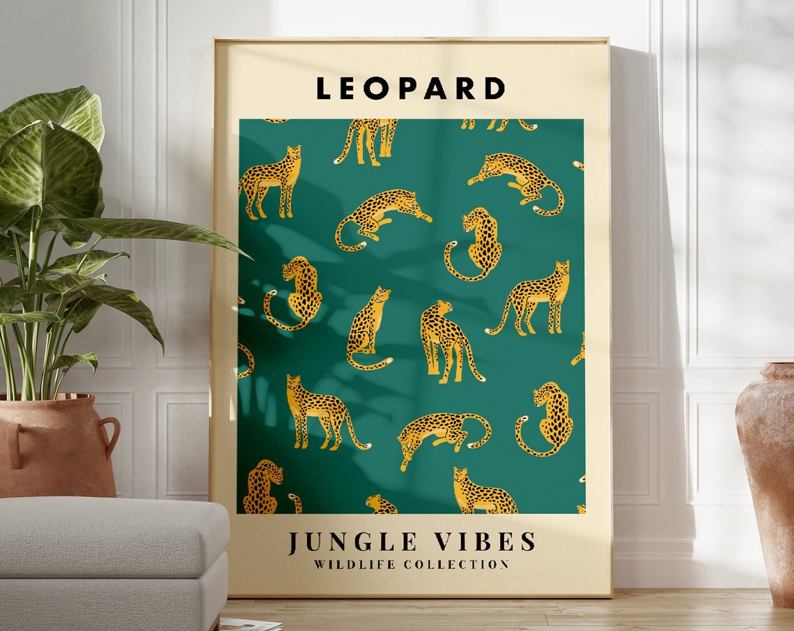 Leopard Jungle Vibes Wildlife Collection Pattern Wall Poster