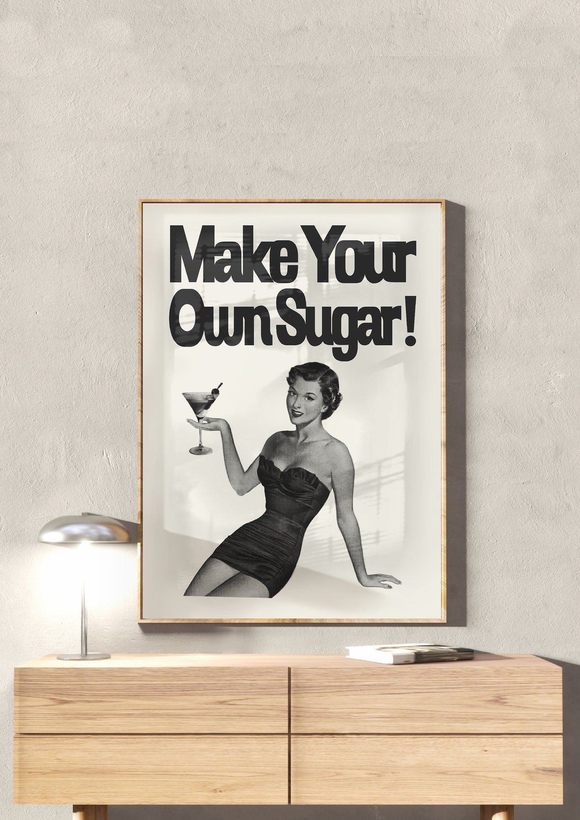Make Your Own Sugar Retro Pin Up Martini Bar Cart Decor Poster