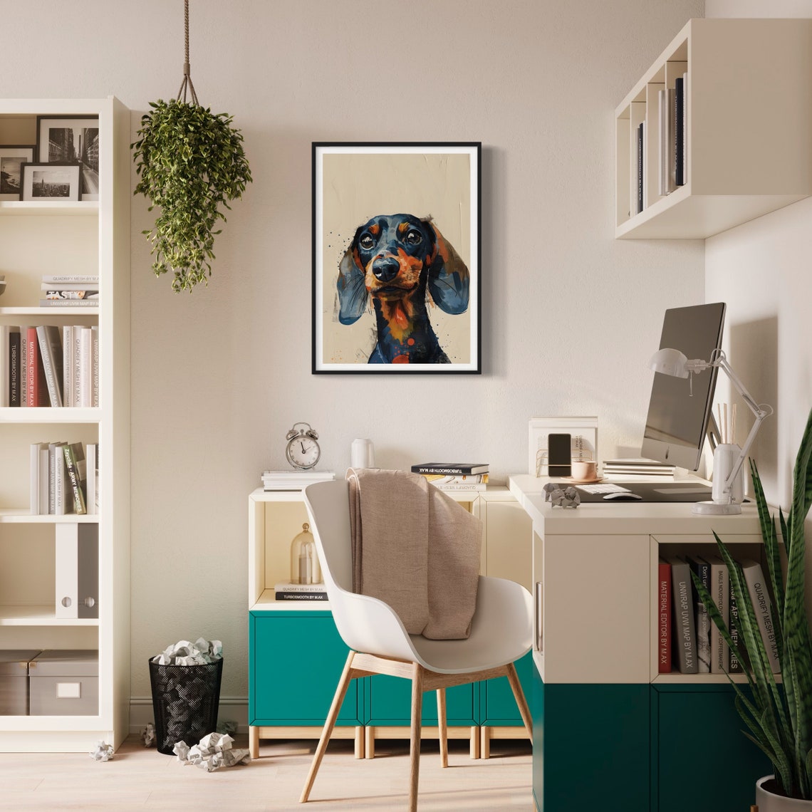 Dachshund Print Black Sausage Dog Painting Cute Dog Artwork Miniature Dachshund Wiener Doxie Decor Dog Lover Gift Dachshund Gifts Wall Art - Image 2