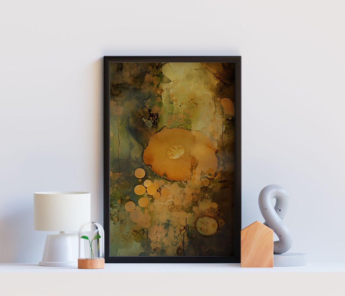 Warm Amber Fall Abstract Modern Neutral Moody Organic Wall Art