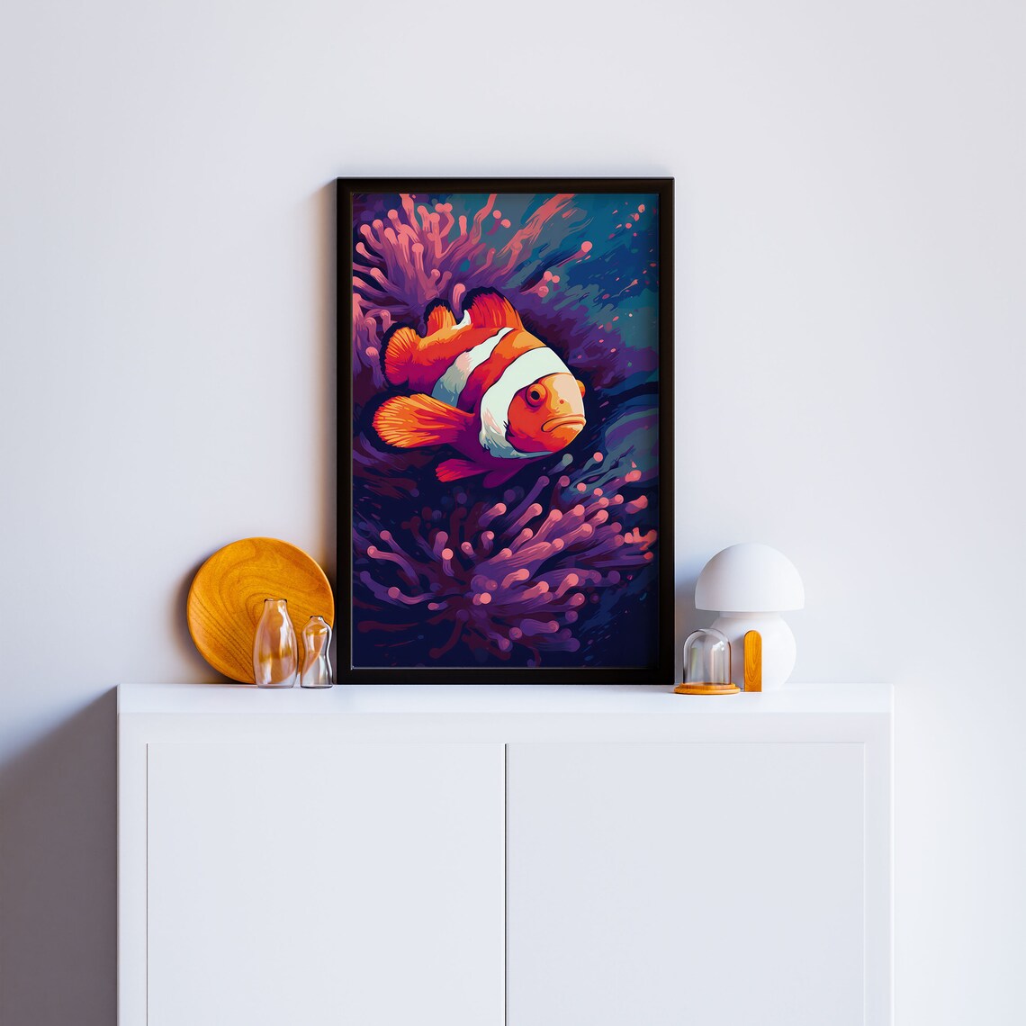 Clown Fish Anemone Poster Airbnb Interior Decor Modern Chic Decor Tropical Wall Art - Image 4